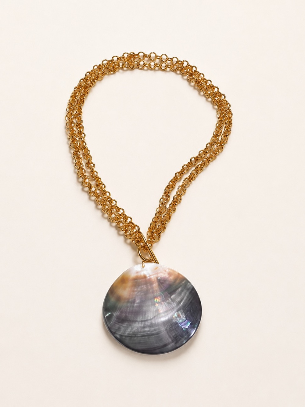 Beachy Mother Of Pearl Shell Gold Necklace